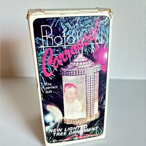Photo Carousel Lighted Tree Ornament - Pink & Silver Packaging